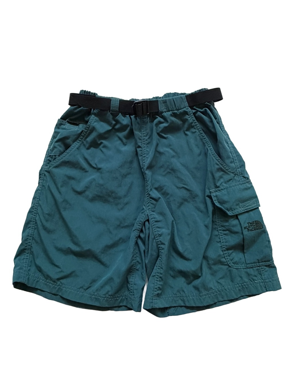 The North Face Teal Green Nylon Belted Hiking Cargo Shorts Womens Size Small